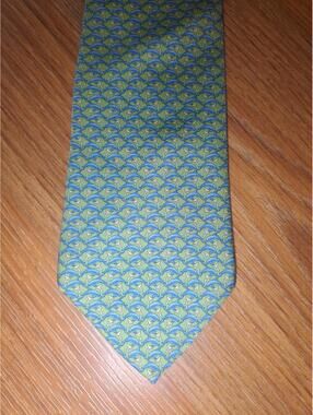 Brooks Brothers Silk Tie Green Blue Dolphins Made in USA
